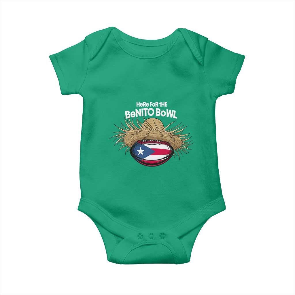 Here for the Benito Bowl Straw Hat Baby Onesie Puerto Rico Flag Football Music Fans