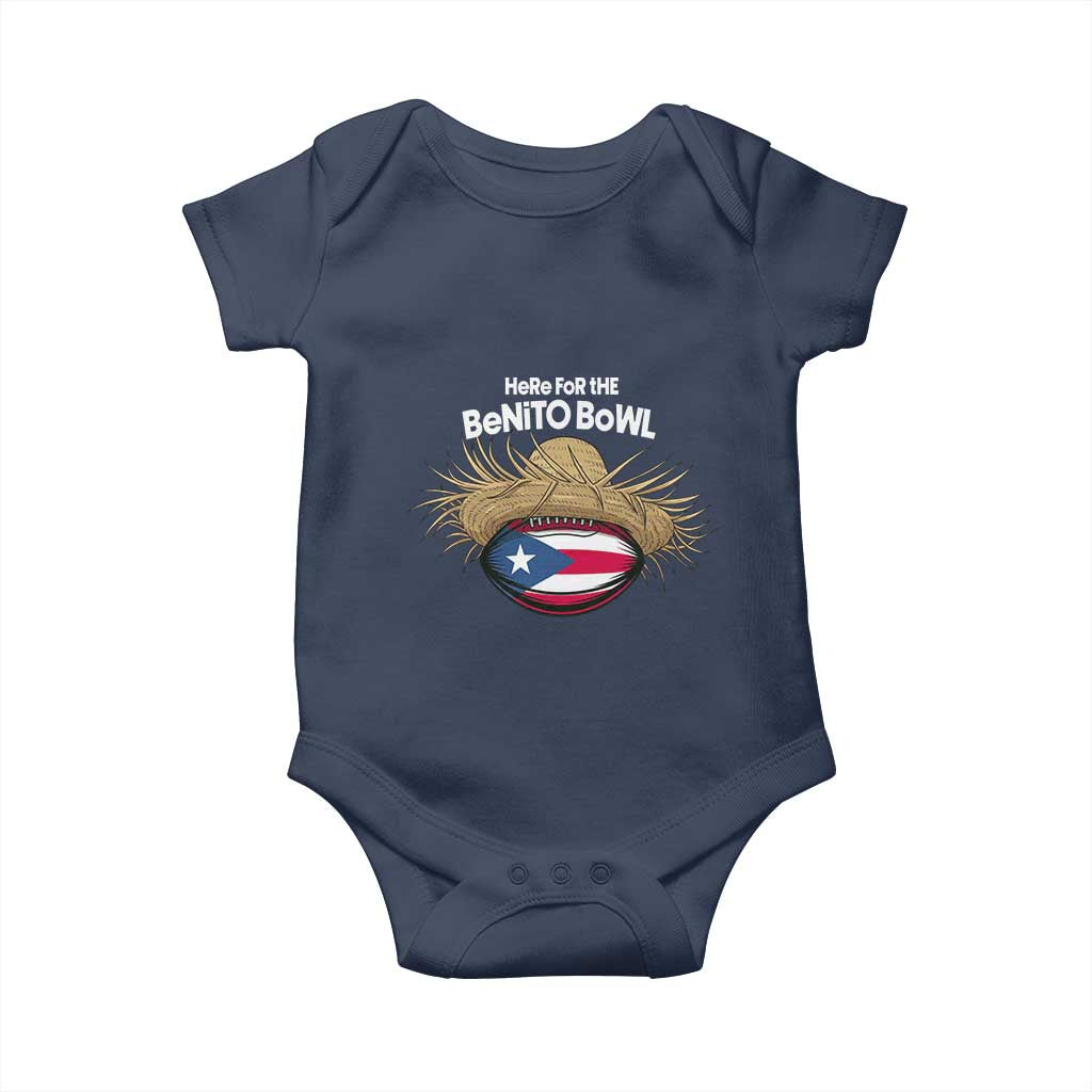 Here for the Benito Bowl Straw Hat Baby Onesie Puerto Rico Flag Football Music Fans