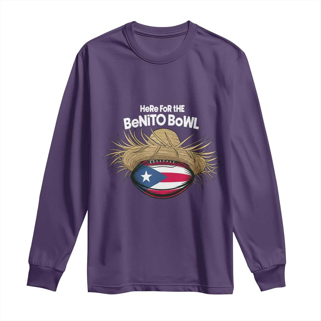 Here for the Benito Bowl Straw Hat Long Sleeve Shirt Puerto Rico Flag Football Music Fans