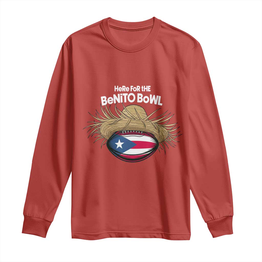 Here for the Benito Bowl Straw Hat Long Sleeve Shirt Puerto Rico Flag Football Music Fans