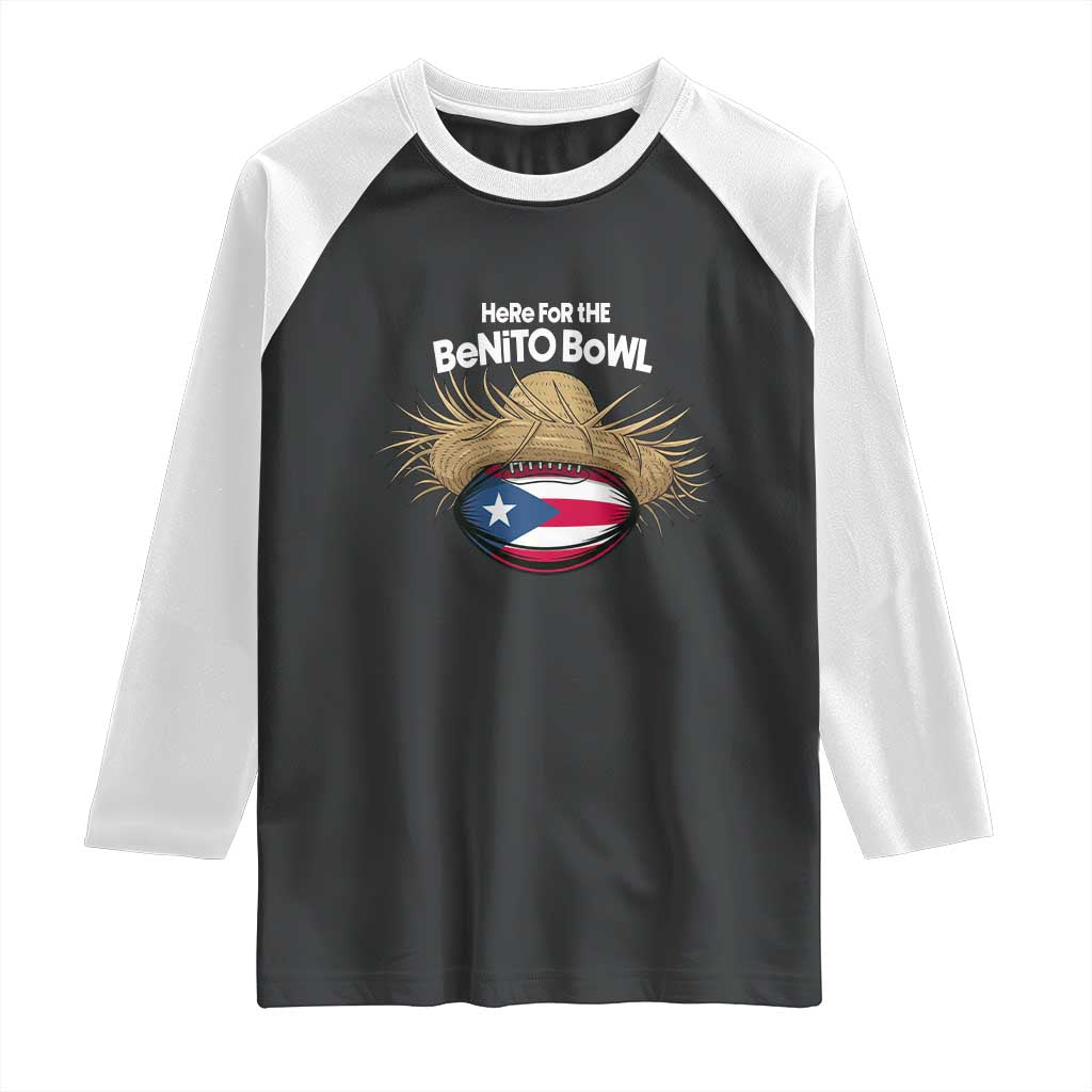 Here for the Benito Bowl Straw Hat Raglan Shirt Puerto Rico Flag Football Music Fans
