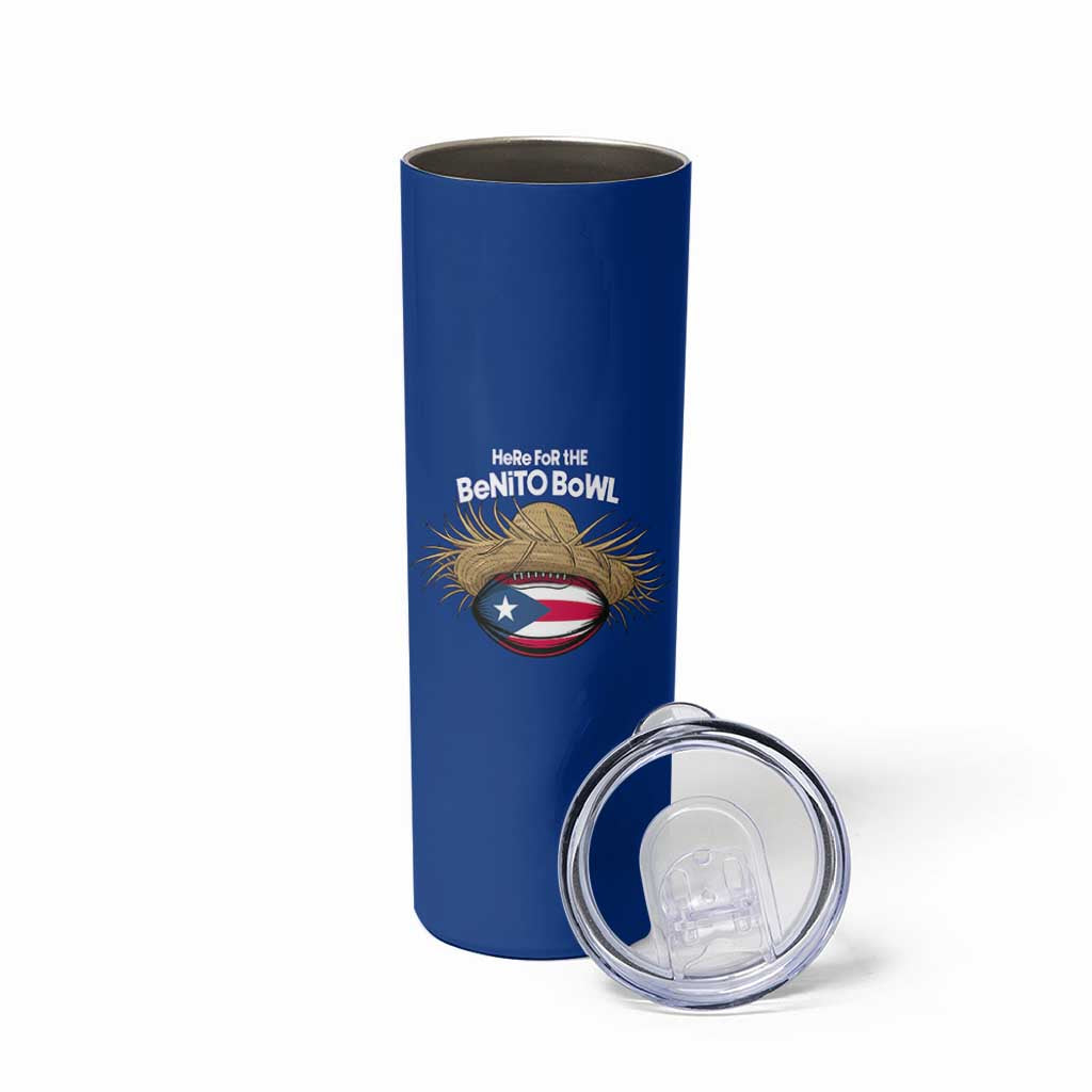 Here for the Benito Bowl Straw Hat Skinny Tumbler Puerto Rico Flag Football Music Fans