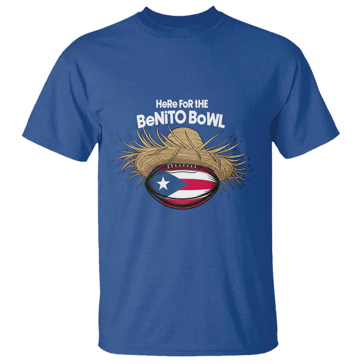 Here for the Benito Bowl Straw Hat T Shirt Puerto Rico Flag Football Music Fans