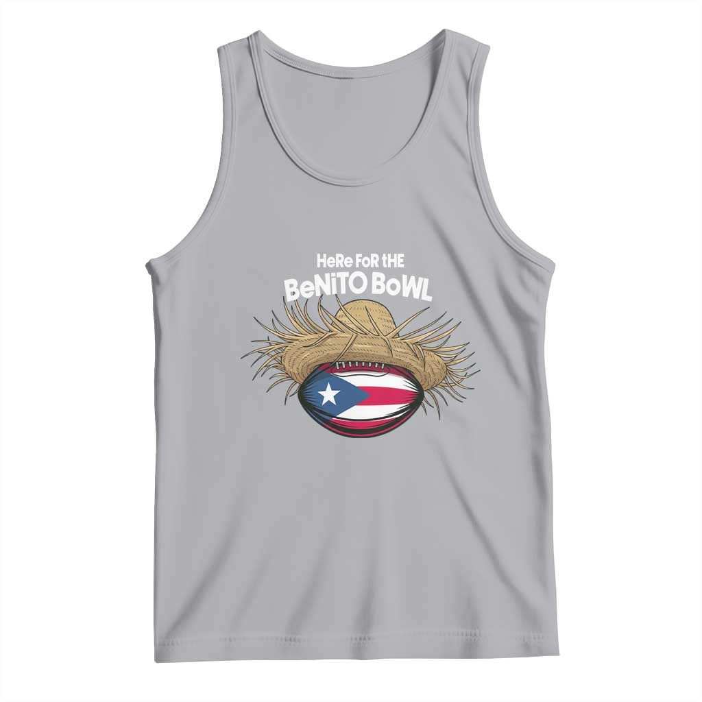 Here for the Benito Bowl Straw Hat Tank Top Puerto Rico Flag Football Music Fans