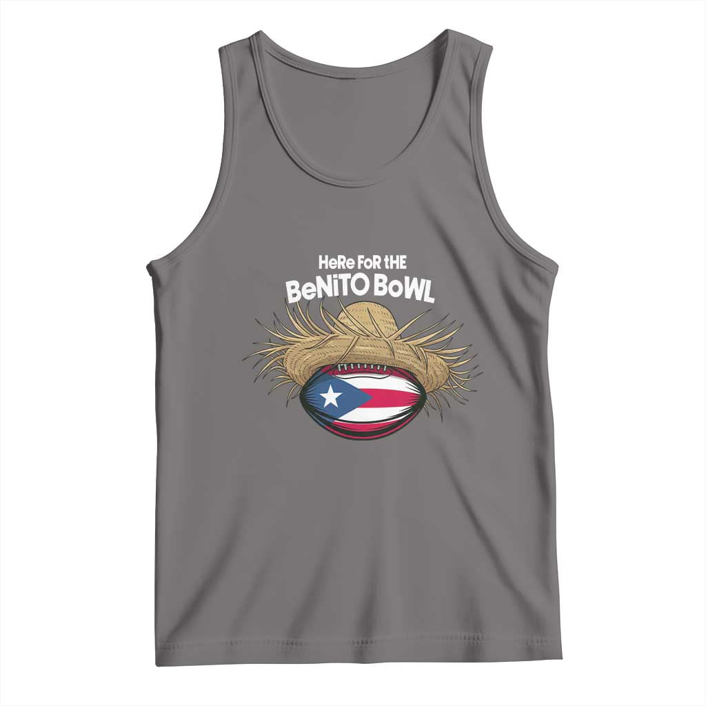 Here for the Benito Bowl Straw Hat Tank Top Puerto Rico Flag Football Music Fans