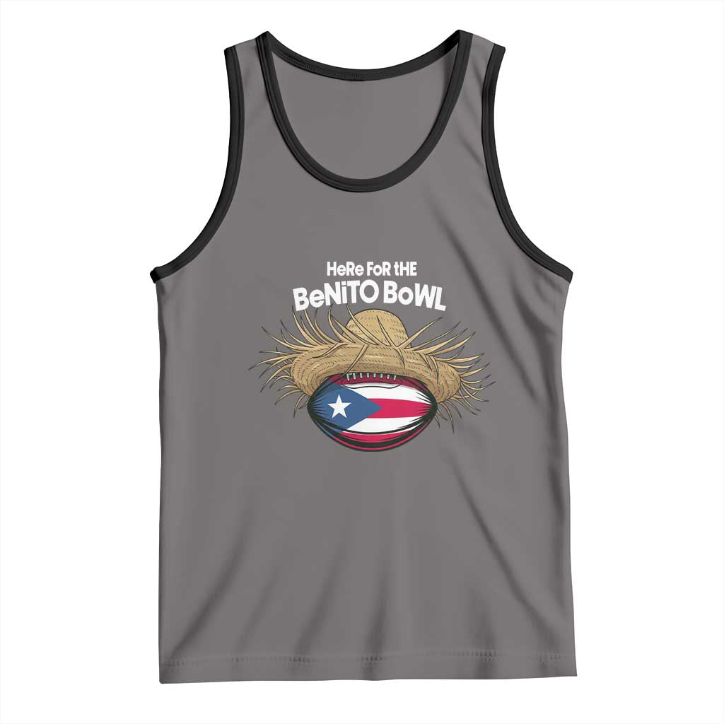 Here for the Benito Bowl Straw Hat Tank Top Puerto Rico Flag Football Music Fans