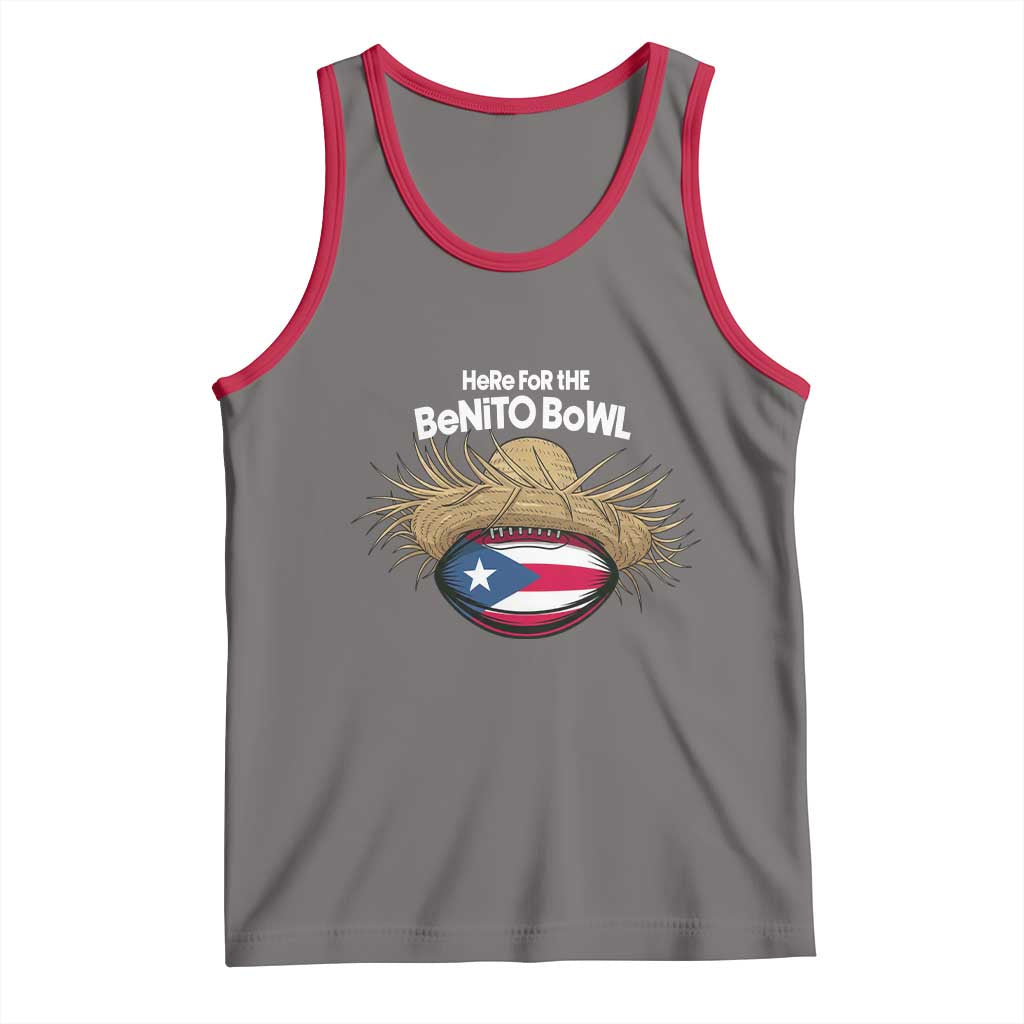 Here for the Benito Bowl Straw Hat Tank Top Puerto Rico Flag Football Music Fans