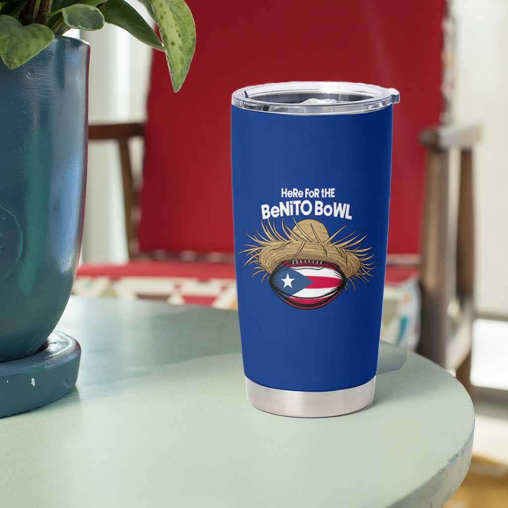 Here for the Benito Bowl Straw Hat Tumbler Cup Puerto Rico Flag Football Music Fans