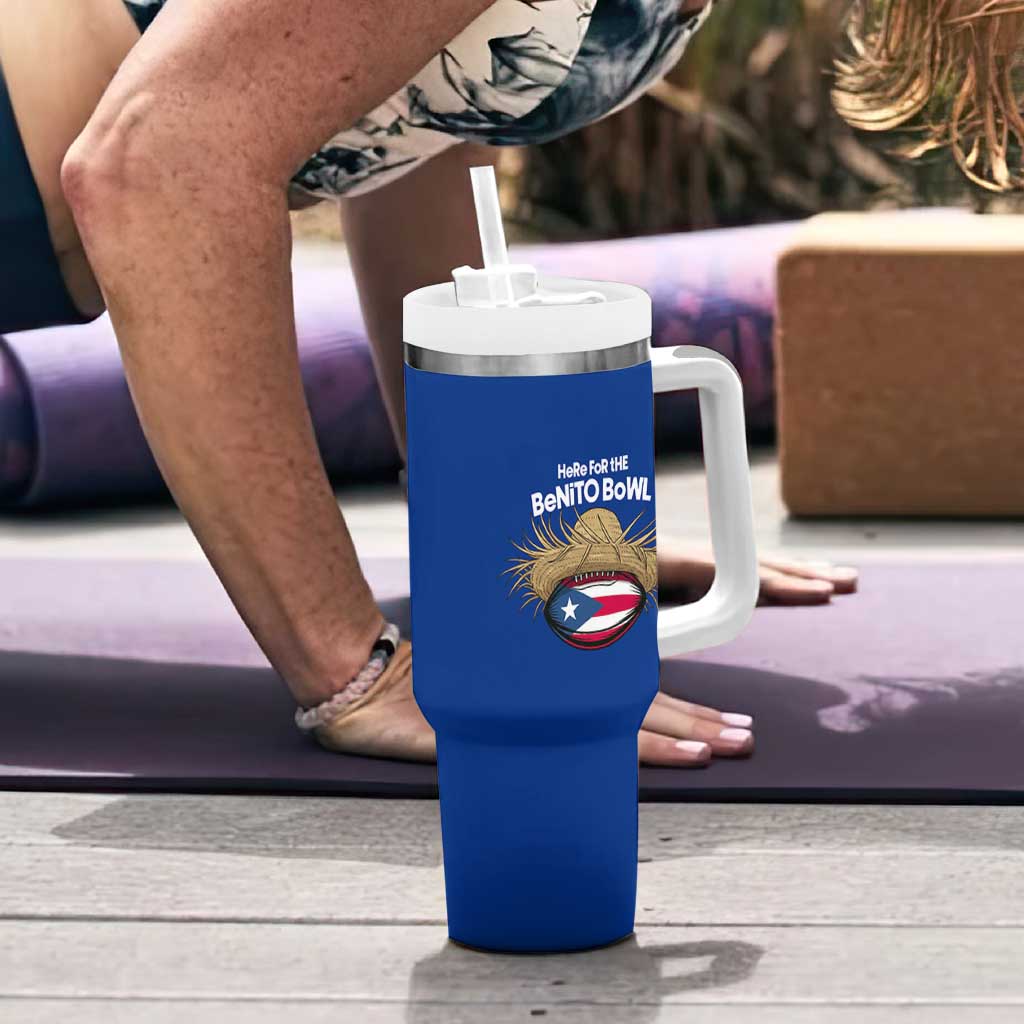Here for the Benito Bowl Straw Hat Tumbler With Handle Puerto Rico Flag Football Music Fans