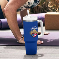 Here for the Benito Bowl Straw Hat Tumbler With Handle Puerto Rico Flag Football Music Fans