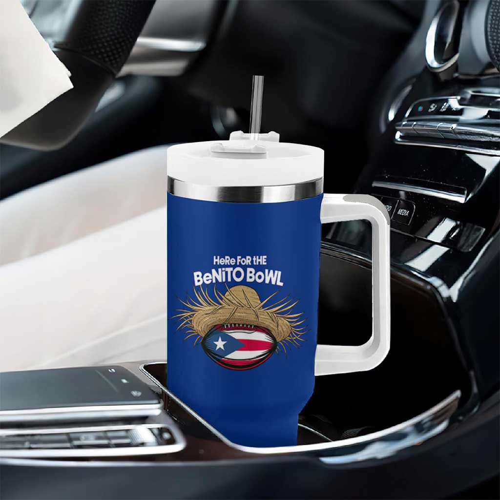 Here for the Benito Bowl Straw Hat Tumbler With Handle Puerto Rico Flag Football Music Fans