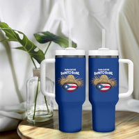 Here for the Benito Bowl Straw Hat Tumbler With Handle Puerto Rico Flag Football Music Fans