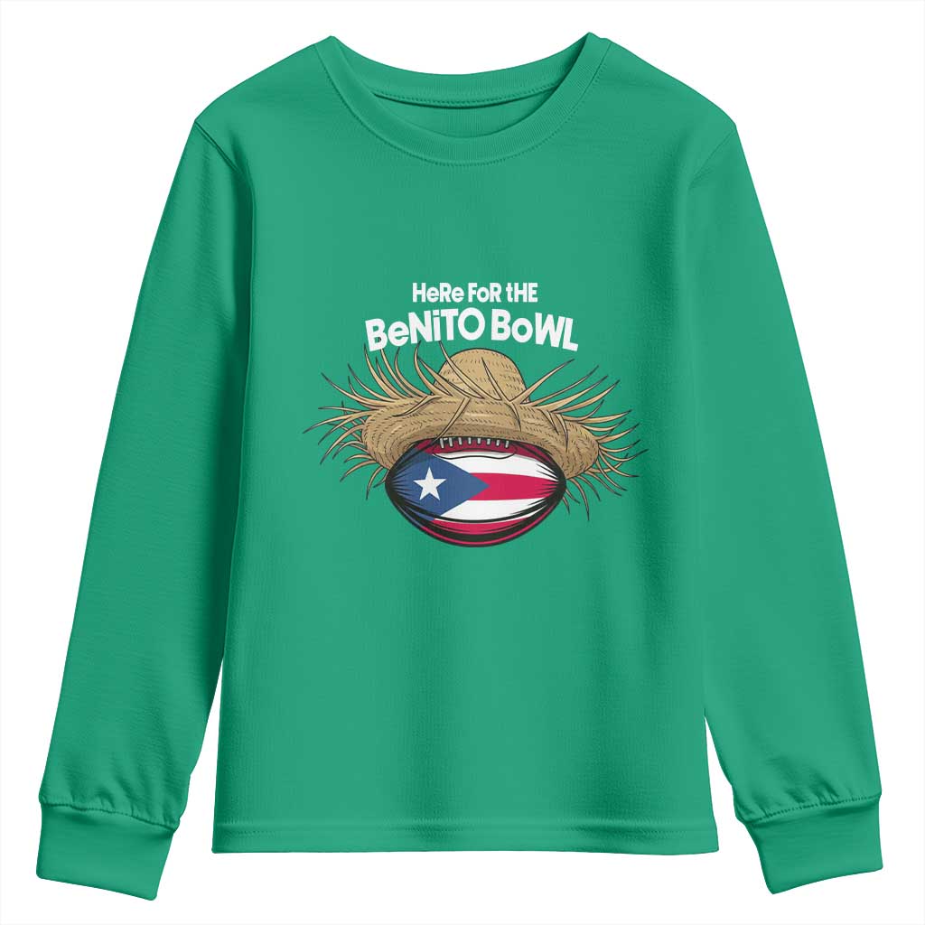 Here for the Benito Bowl Straw Hat Youth Sweatshirt Puerto Rico Flag Football Music Fans