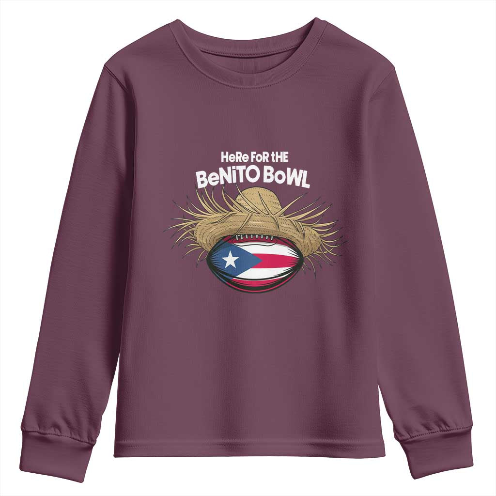 Here for the Benito Bowl Straw Hat Youth Sweatshirt Puerto Rico Flag Football Music Fans