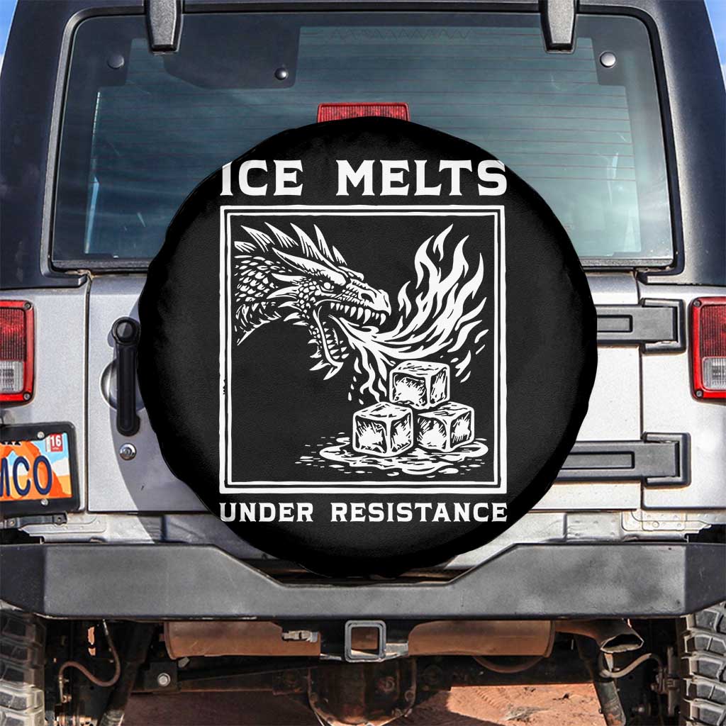 Ice Melts Under Resistance Spare Tire Cover Against Ice Protest Dragon Graphic with Fire