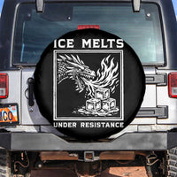 Ice Melts Under Resistance Spare Tire Cover Against Ice Protest Dragon Graphic with Fire