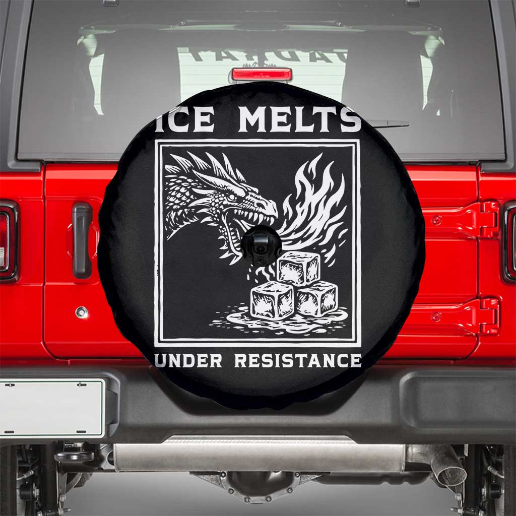 Ice Melts Under Resistance Spare Tire Cover Against Ice Protest Dragon Graphic with Fire