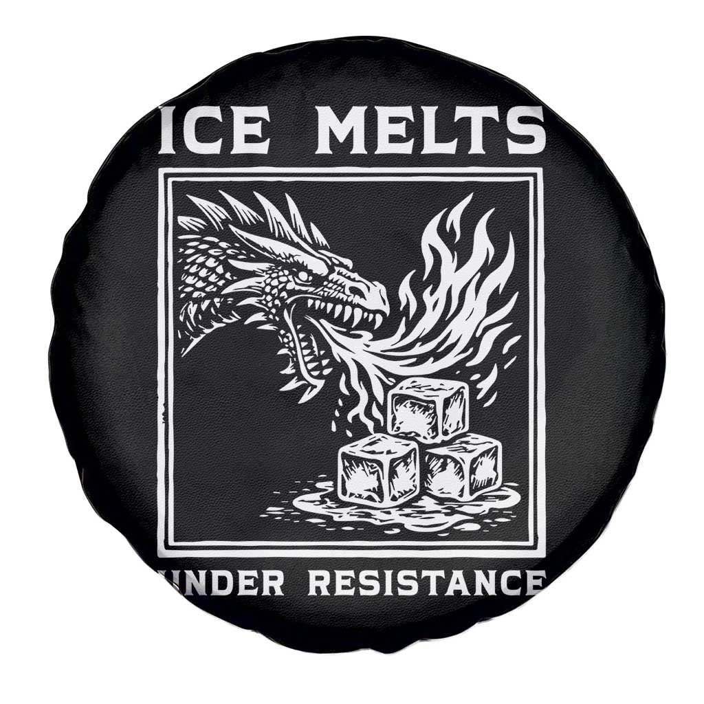 Ice Melts Under Resistance Spare Tire Cover Against Ice Protest Dragon Graphic with Fire