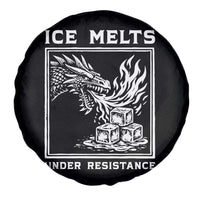 Ice Melts Under Resistance Spare Tire Cover Against Ice Protest Dragon Graphic with Fire