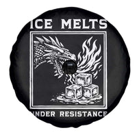 Ice Melts Under Resistance Spare Tire Cover Against Ice Protest Dragon Graphic with Fire
