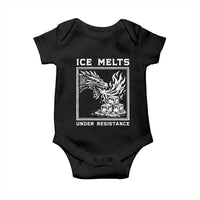 Ice Melts Under Resistance Baby Onesie Against Ice Protest Dragon Graphic with Fire