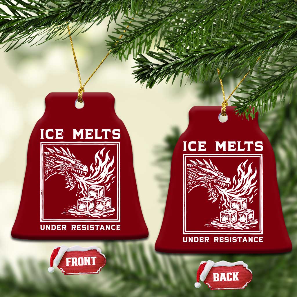 Ice Melts Under Resistance Ceramic Ornament Against Ice Protest Dragon Graphic with Fire