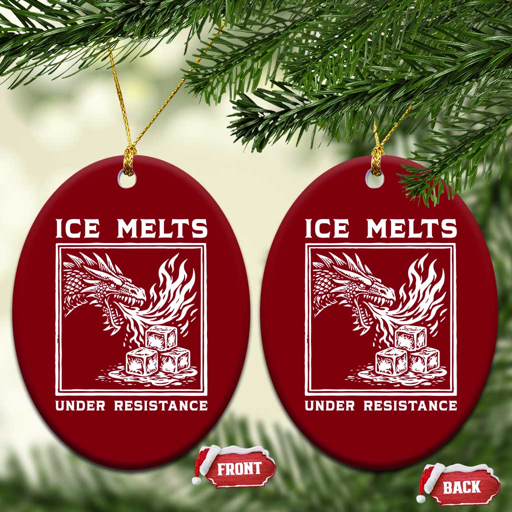 Ice Melts Under Resistance Ceramic Ornament Against Ice Protest Dragon Graphic with Fire