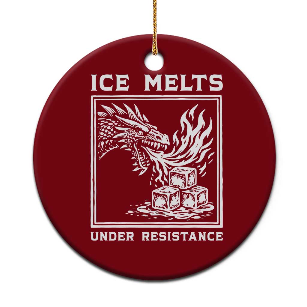 Ice Melts Under Resistance Ceramic Ornament Against Ice Protest Dragon Graphic with Fire