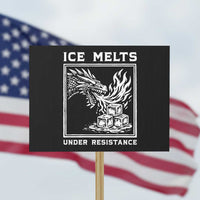 Ice Melts Under Resistance Protest Sign Against Ice Protest Dragon Graphic with Fire