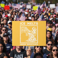 Ice Melts Under Resistance Protest Sign Against Ice Protest Dragon Graphic with Fire