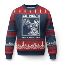 Ice Melts Under Resistance Ugly Christmas Sweater Against Ice Protest Dragon Graphic with Fire