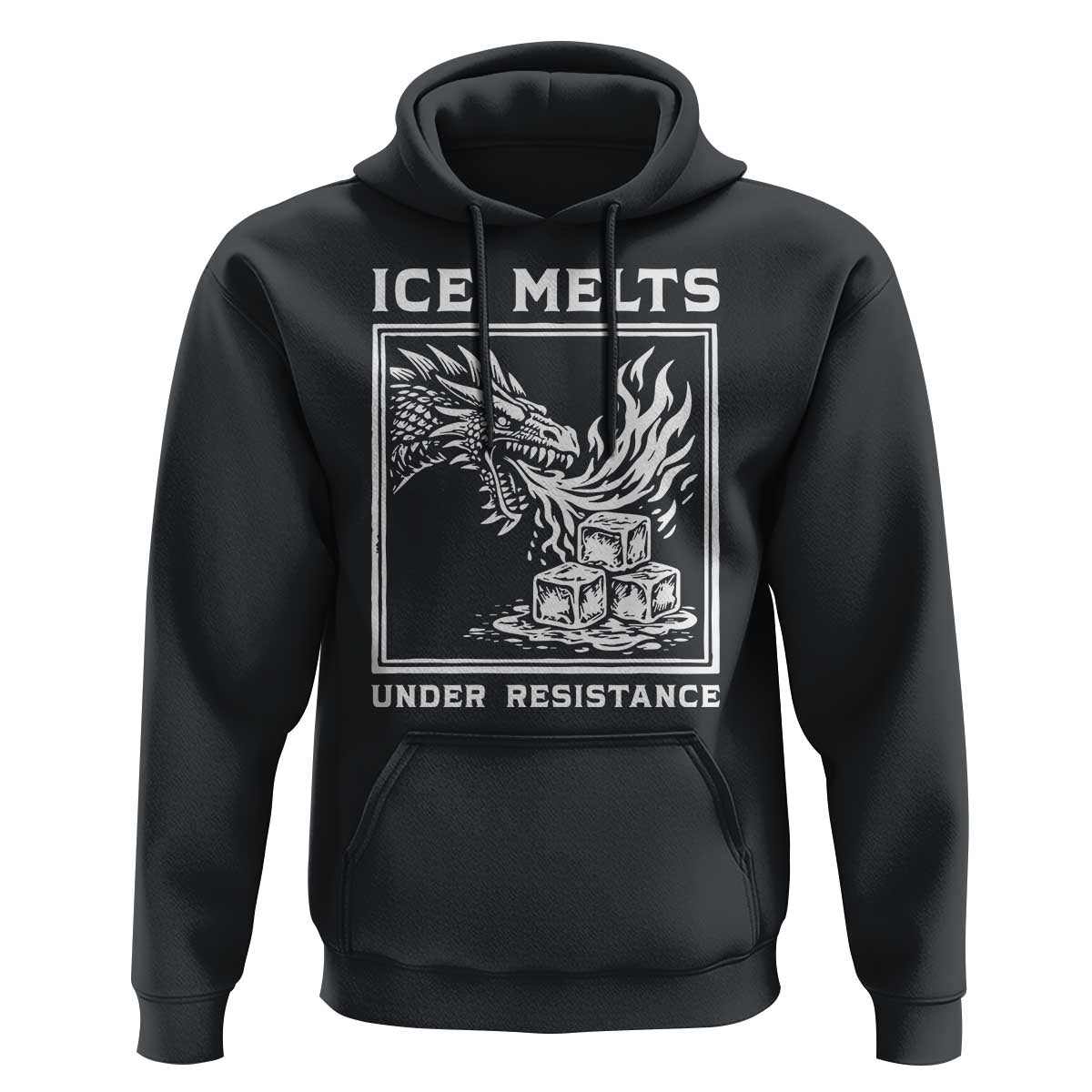 Ice Melts Under Resistance Hoodie Against Ice Protest Dragon Graphic with Fire