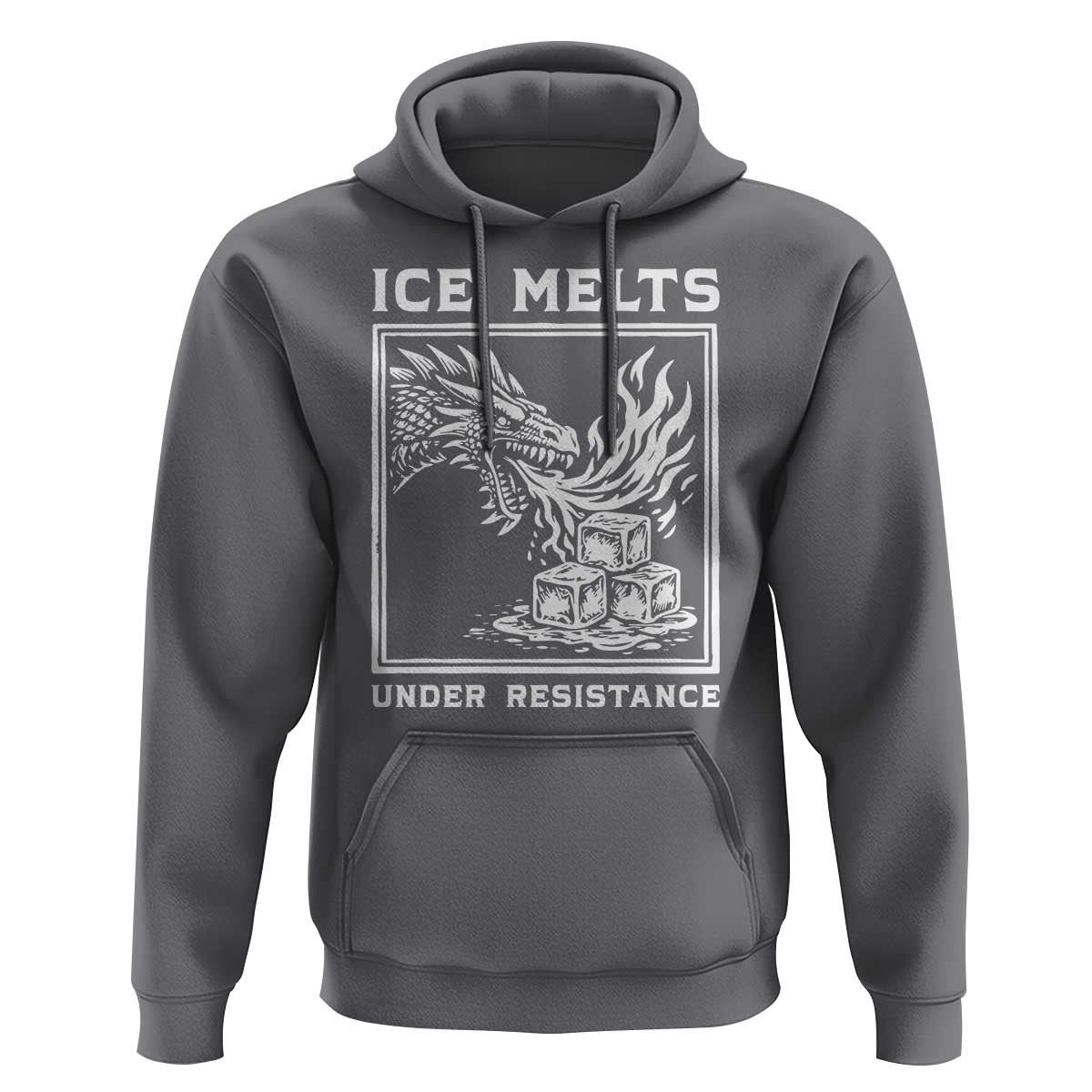 Ice Melts Under Resistance Hoodie Against Ice Protest Dragon Graphic with Fire