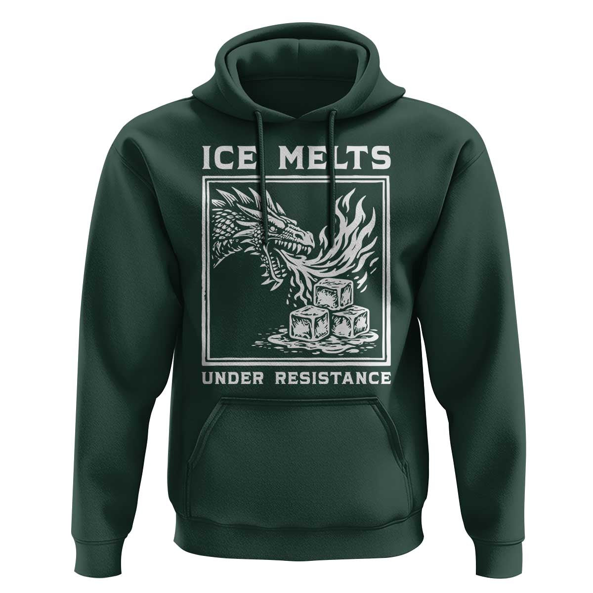Ice Melts Under Resistance Hoodie Against Ice Protest Dragon Graphic with Fire