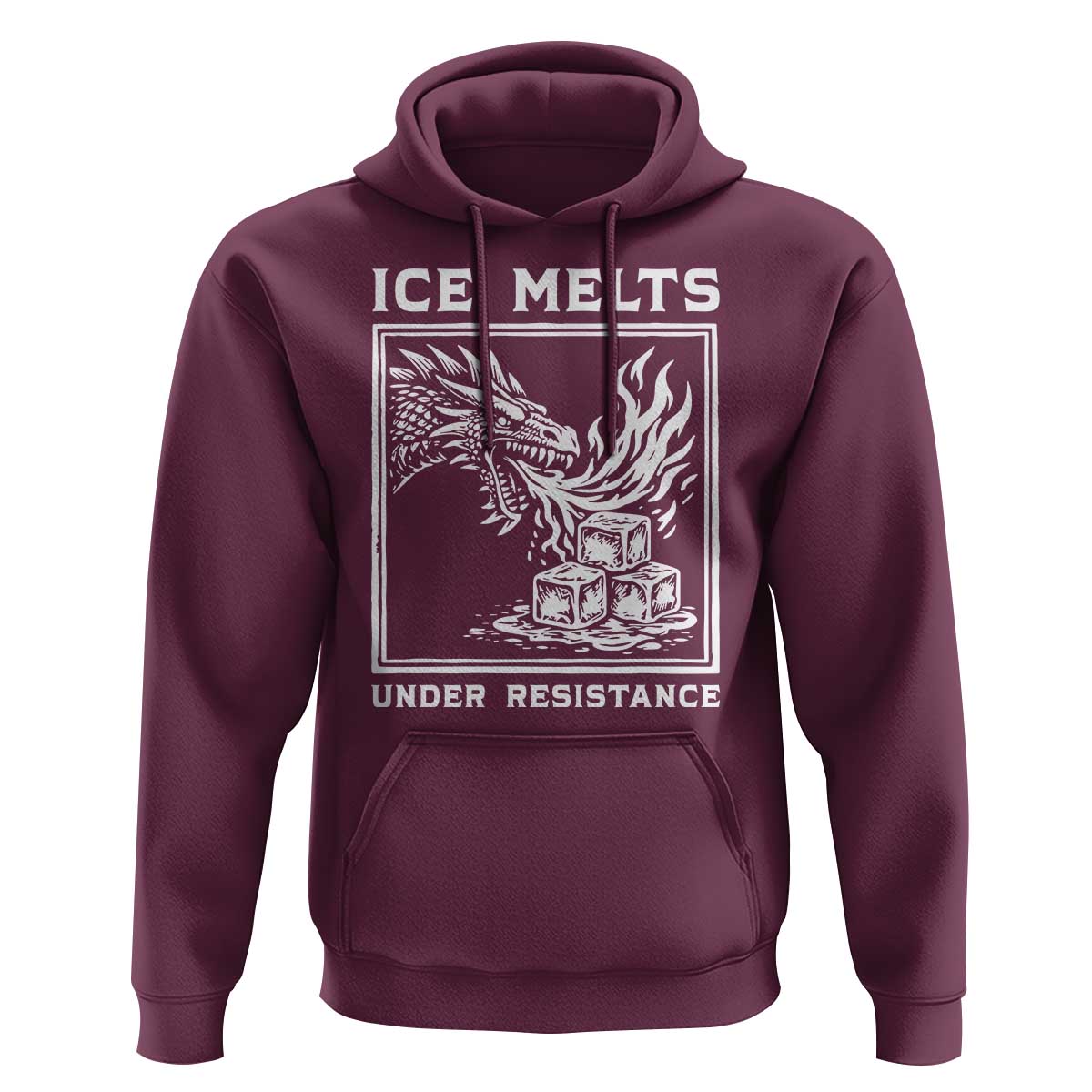 Ice Melts Under Resistance Hoodie Against Ice Protest Dragon Graphic with Fire