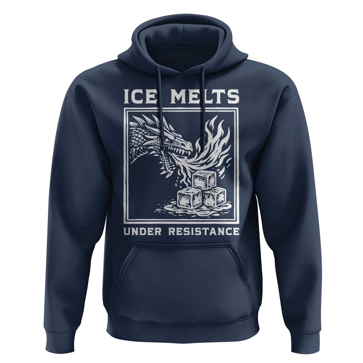 Ice Melts Under Resistance Hoodie Against Ice Protest Dragon Graphic with Fire