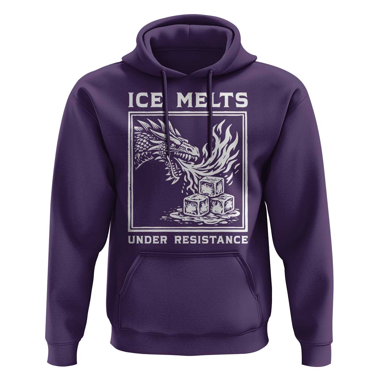 Ice Melts Under Resistance Hoodie Against Ice Protest Dragon Graphic with Fire