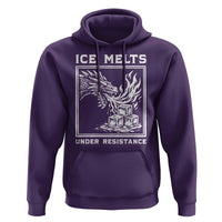 Ice Melts Under Resistance Hoodie Against Ice Protest Dragon Graphic with Fire