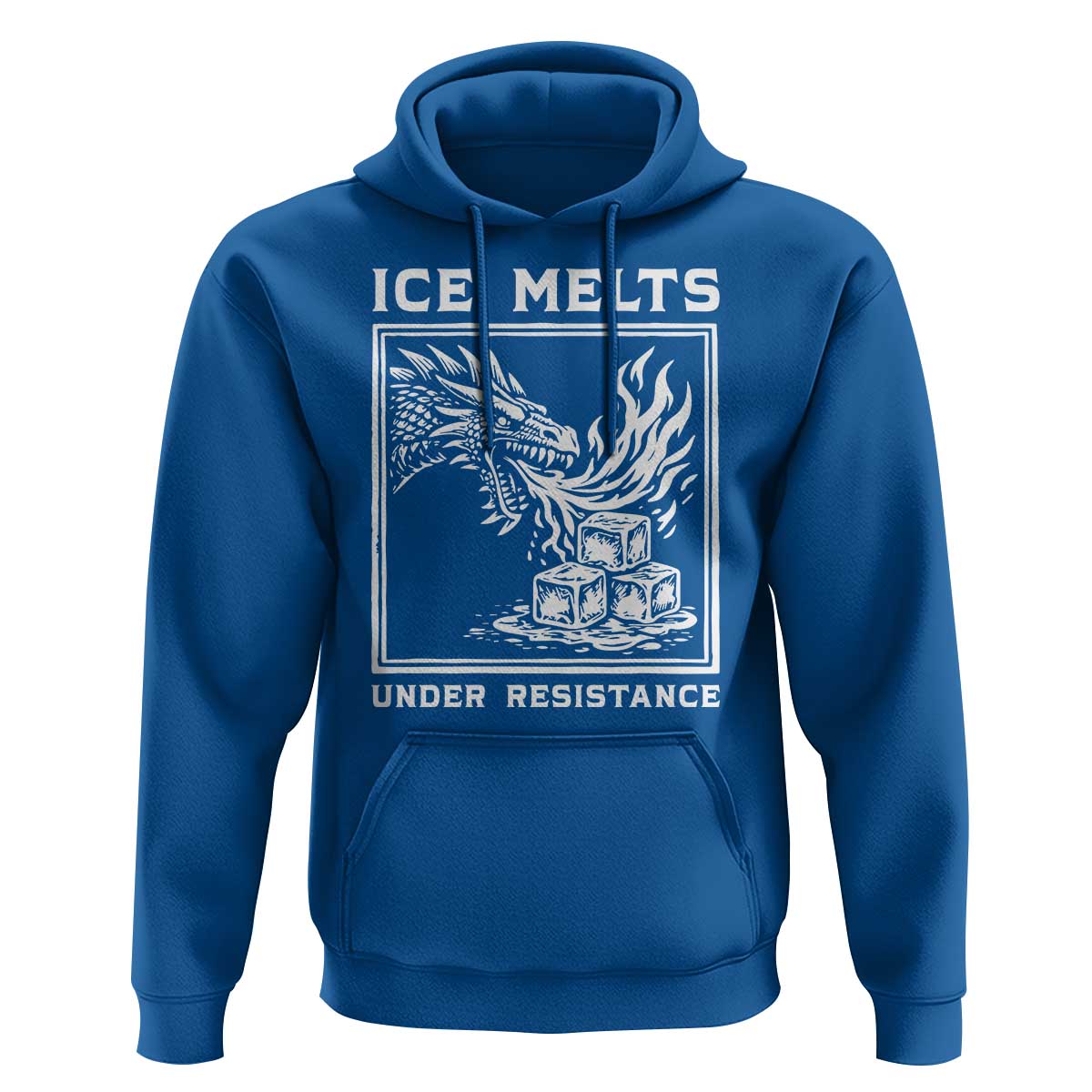 Ice Melts Under Resistance Hoodie Against Ice Protest Dragon Graphic with Fire