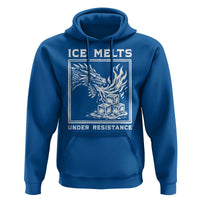 Ice Melts Under Resistance Hoodie Against Ice Protest Dragon Graphic with Fire