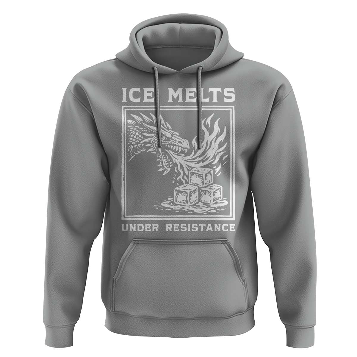 Ice Melts Under Resistance Hoodie Against Ice Protest Dragon Graphic with Fire