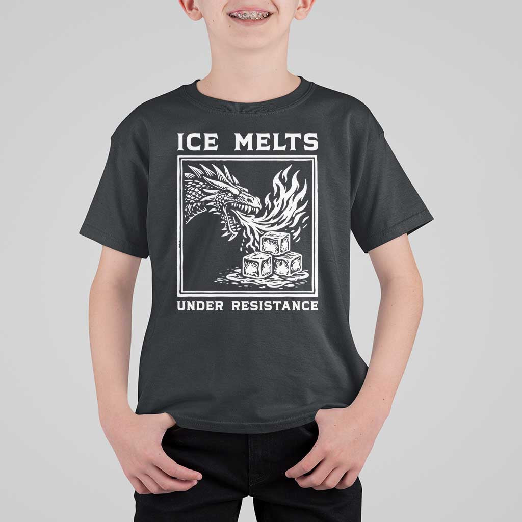 Ice Melts Under Resistance T Shirt For Kid Against Ice Protest Dragon Graphic with Fire