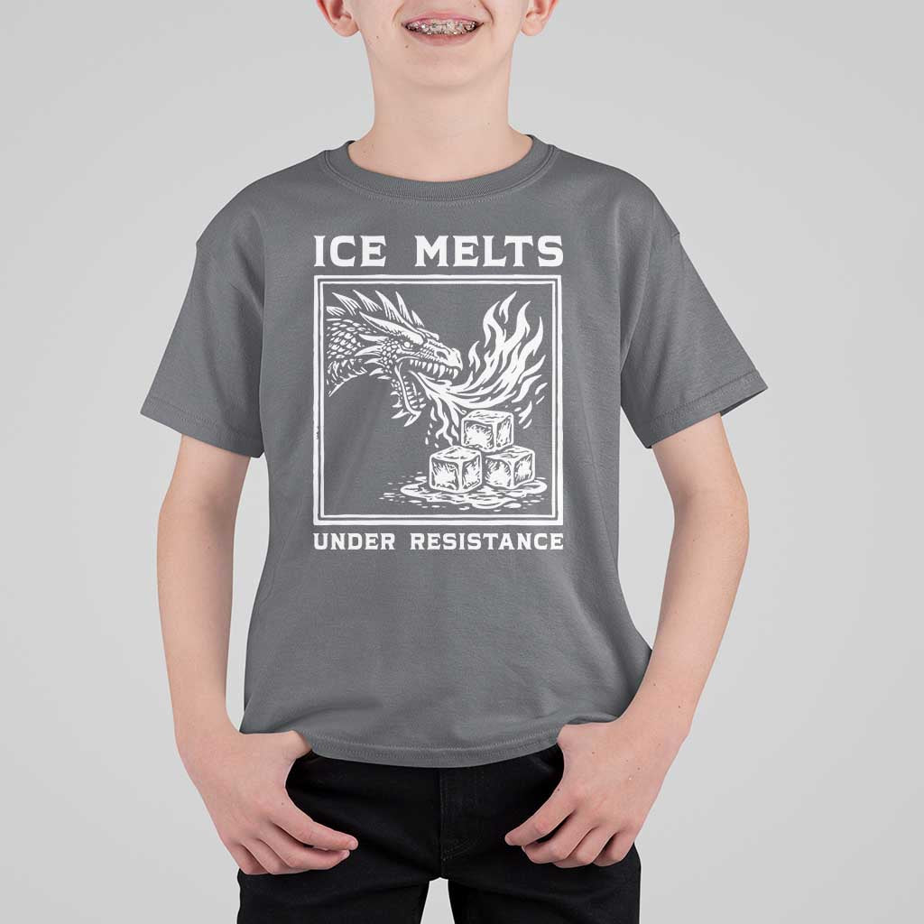 Ice Melts Under Resistance T Shirt For Kid Against Ice Protest Dragon Graphic with Fire