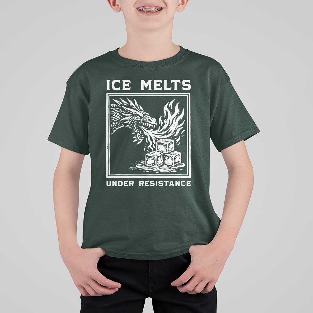 Ice Melts Under Resistance T Shirt For Kid Against Ice Protest Dragon Graphic with Fire