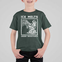 Ice Melts Under Resistance T Shirt For Kid Against Ice Protest Dragon Graphic with Fire