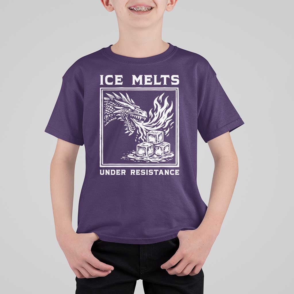 Ice Melts Under Resistance T Shirt For Kid Against Ice Protest Dragon Graphic with Fire
