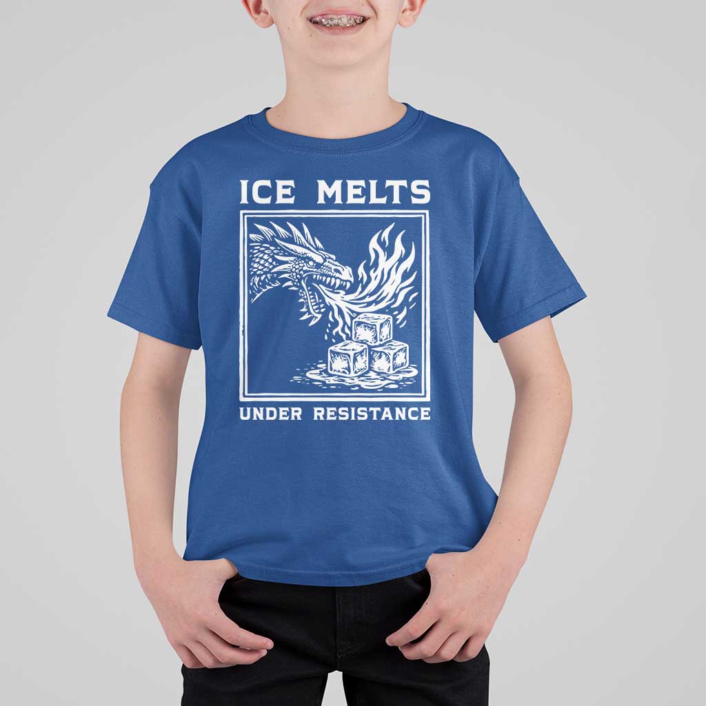 Ice Melts Under Resistance T Shirt For Kid Against Ice Protest Dragon Graphic with Fire