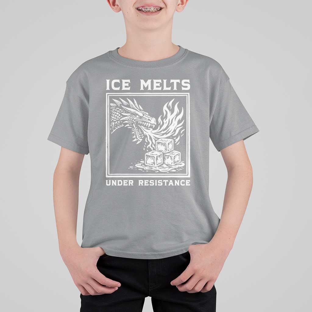Ice Melts Under Resistance T Shirt For Kid Against Ice Protest Dragon Graphic with Fire
