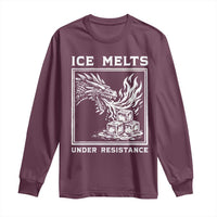 Ice Melts Under Resistance Long Sleeve Shirt Against Ice Protest Dragon Graphic with Fire