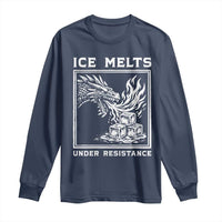 Ice Melts Under Resistance Long Sleeve Shirt Against Ice Protest Dragon Graphic with Fire